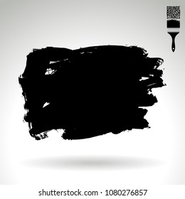 Black brush stroke and texture. Grunge vector abstract hand - painted element. Underline and border design.