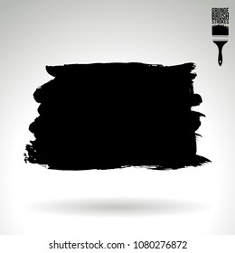 Black brush stroke and texture. Grunge vector abstract hand - painted element. Underline and border design.
