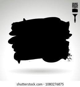 Black brush stroke and texture. Grunge vector abstract hand - painted element. Underline and border design.