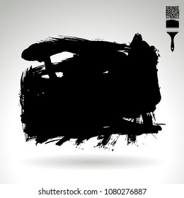 Black brush stroke and texture. Grunge vector abstract hand - painted element. Underline and border design.