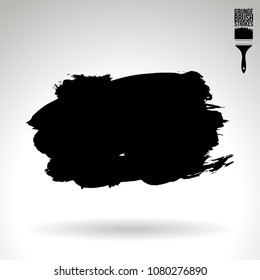 Black brush stroke and texture. Grunge vector abstract hand - painted element. Underline and border design.