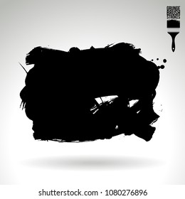 Black brush stroke and texture. Grunge vector abstract hand - painted element. Underline and border design.