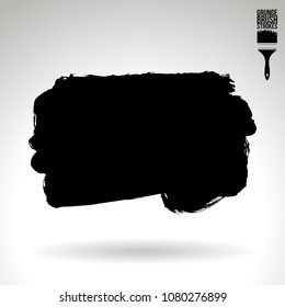 Black brush stroke and texture. Grunge vector abstract hand - painted element. Underline and border design.