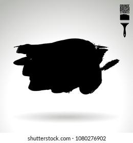 Black brush stroke and texture. Grunge vector abstract hand - painted element. Underline and border design.