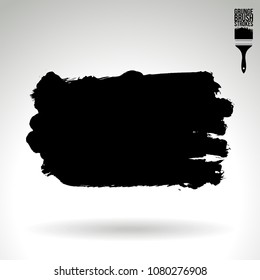 Black brush stroke and texture. Grunge vector abstract hand - painted element. Underline and border design.