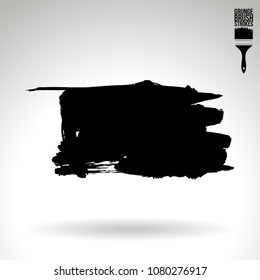 Black brush stroke and texture. Grunge vector abstract hand - painted element. Underline and border design.