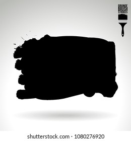 Black brush stroke and texture. Grunge vector abstract hand - painted element. Underline and border design.