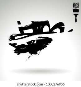Black brush stroke and texture. Grunge vector abstract hand - painted element. Underline and border design.