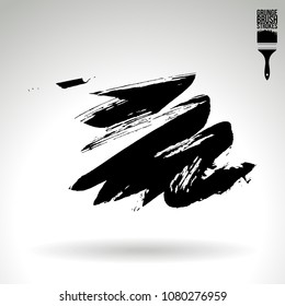 Black brush stroke and texture. Grunge vector abstract hand - painted element. Underline and border design.