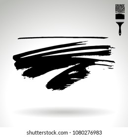 Black brush stroke and texture. Grunge vector abstract hand - painted element. Underline and border design.