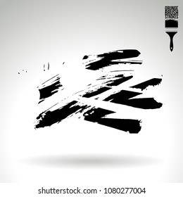 Black brush stroke and texture. Grunge vector abstract hand - painted element. Underline and border design.