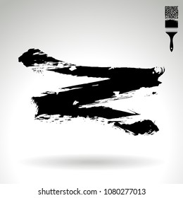 Black brush stroke and texture. Grunge vector abstract hand - painted element. Underline and border design.