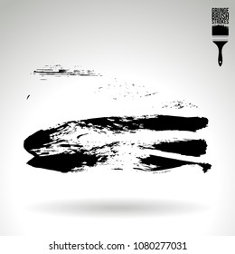 Black brush stroke and texture. Grunge vector abstract hand - painted element. Underline and border design.