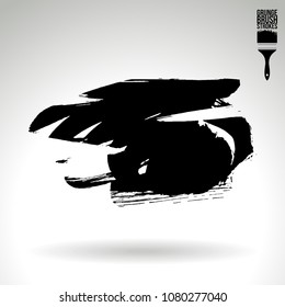 Black brush stroke and texture. Grunge vector abstract hand - painted element. Underline and border design.