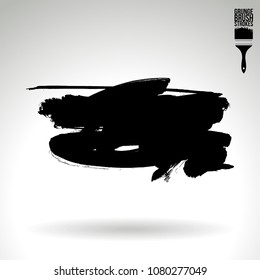 Black brush stroke and texture. Grunge vector abstract hand - painted element. Underline and border design.