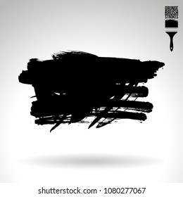 Black brush stroke and texture. Grunge vector abstract hand - painted element. Underline and border design.