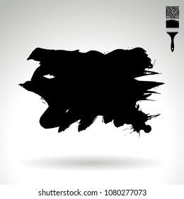 Black brush stroke and texture. Grunge vector abstract hand - painted element. Underline and border design.
