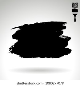 Black brush stroke and texture. Grunge vector abstract hand - painted element. Underline and border design.