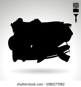 Black brush stroke and texture. Grunge vector abstract hand - painted element. Underline and border design.