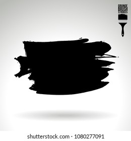 Black brush stroke and texture. Grunge vector abstract hand - painted element. Underline and border design.