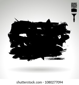 Black brush stroke and texture. Grunge vector abstract hand - painted element. Underline and border design.