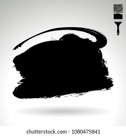 Black brush stroke and texture. Grunge vector abstract hand - painted element. Underline and border design.