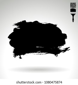 Black brush stroke and texture. Grunge vector abstract hand - painted element. Underline and border design.
