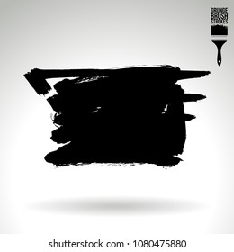 Black brush stroke and texture. Grunge vector abstract hand - painted element. Underline and border design.