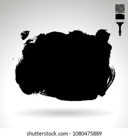 Black brush stroke and texture. Grunge vector abstract hand - painted element. Underline and border design.