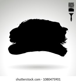 Black brush stroke and texture. Grunge vector abstract hand - painted element. Underline and border design.