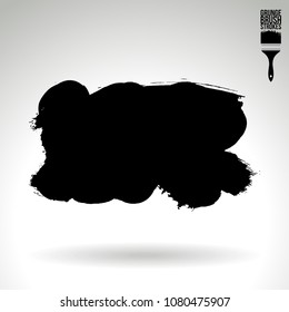 Black brush stroke and texture. Grunge vector abstract hand - painted element. Underline and border design.
