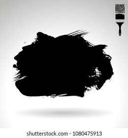 Black brush stroke and texture. Grunge vector abstract hand - painted element. Underline and border design.