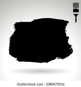 Black brush stroke and texture. Grunge vector abstract hand - painted element. Underline and border design.