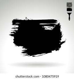 Black brush stroke and texture. Grunge vector abstract hand - painted element. Underline and border design.