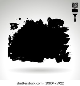 Black brush stroke and texture. Grunge vector abstract hand - painted element. Underline and border design.