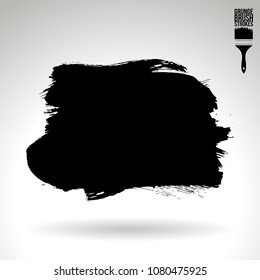 Black brush stroke and texture. Grunge vector abstract hand - painted element. Underline and border design.