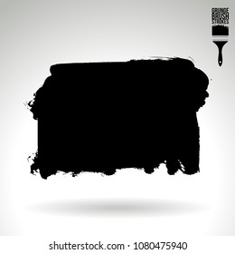 Black brush stroke and texture. Grunge vector abstract hand - painted element. Underline and border design.