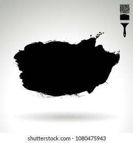 Black brush stroke and texture. Grunge vector abstract hand - painted element. Underline and border design.
