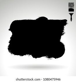 Black brush stroke and texture. Grunge vector abstract hand - painted element. Underline and border design.