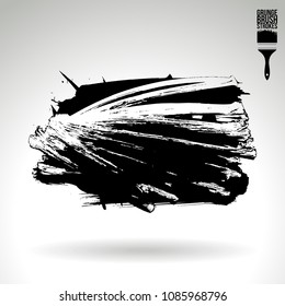 Black brush stroke and texture. Grunge vector abstract hand - painted element. Underline and border design.