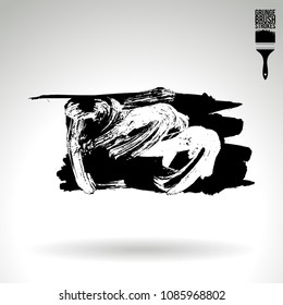 Black brush stroke and texture. Grunge vector abstract hand - painted element. Underline and border design.