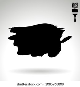 Black brush stroke and texture. Grunge vector abstract hand - painted element. Underline and border design.