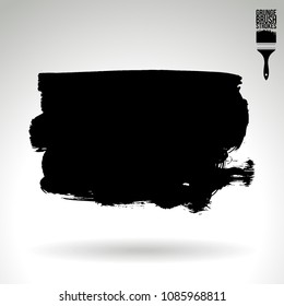 Black brush stroke and texture. Grunge vector abstract hand - painted element. Underline and border design.