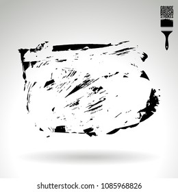Black brush stroke and texture. Grunge vector abstract hand - painted element. Underline and border design.