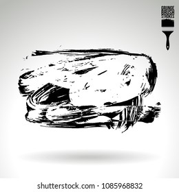 Black brush stroke and texture. Grunge vector abstract hand - painted element. Underline and border design.