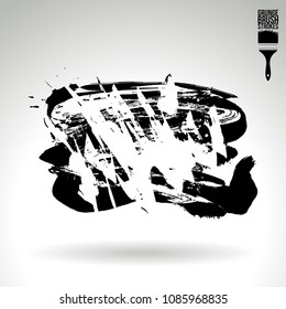 Black brush stroke and texture. Grunge vector abstract hand - painted element. Underline and border design.