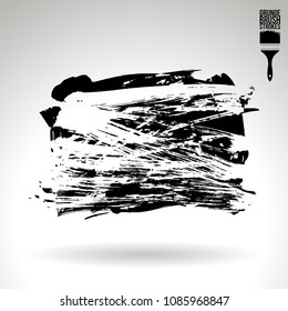 Black brush stroke and texture. Grunge vector abstract hand - painted element. Underline and border design.