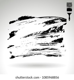 Black brush stroke and texture. Grunge vector abstract hand - painted element. Underline and border design.