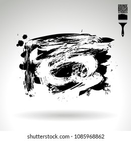 Black brush stroke and texture. Grunge vector abstract hand - painted element. Underline and border design.