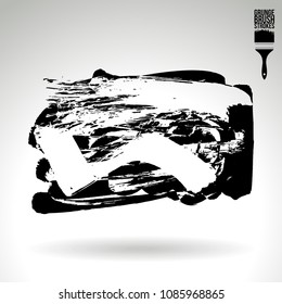 Black brush stroke and texture. Grunge vector abstract hand - painted element. Underline and border design.